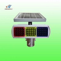 太陽能爆閃燈 雙面交通警示燈 紅黃藍(lán)警示燈生產(chǎn)廠家